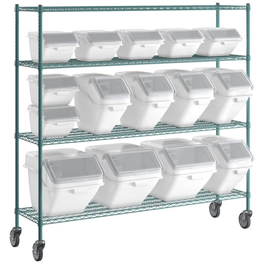 a2zhospo 18" x 72" Epoxy Shelving Kit with 15 Clip-In Ingredient Bins