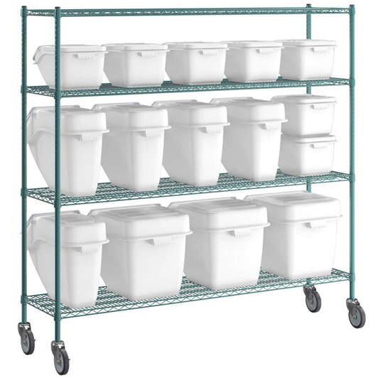 a2zhospo 18" x 72" Epoxy Shelving Kit with 15 Clip-In Ingredient Bins