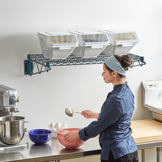 a2zhospo 18" x 36" Wall-Mounted Epoxy Shelving Kit with 3 Clip-In Ingredient Bins
