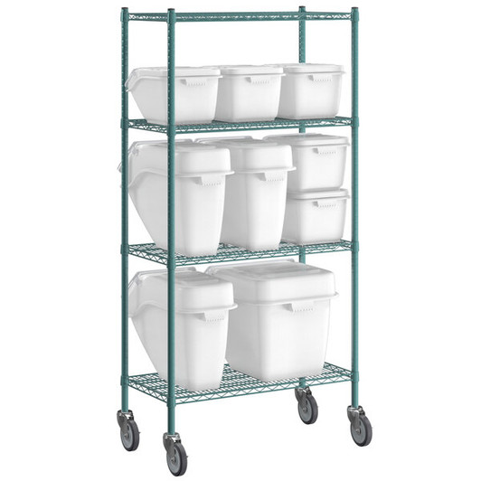 a2zhospo Lane 18" x 36" Epoxy Ingredient Bin Shelving Kit with 9 Clip-In Bins