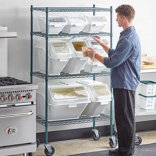 a2zhospo Lane 18" x 36" Epoxy Ingredient Bin Shelving Kit with 9 Clip-In Bins