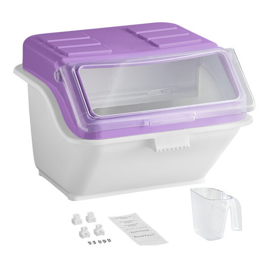 a2zhospo 12.6 Gallon / 200 Cup Allergen-Free Clip-In Shelf Ingredient Bin with Flip Lid, Label Sheet & Scoop