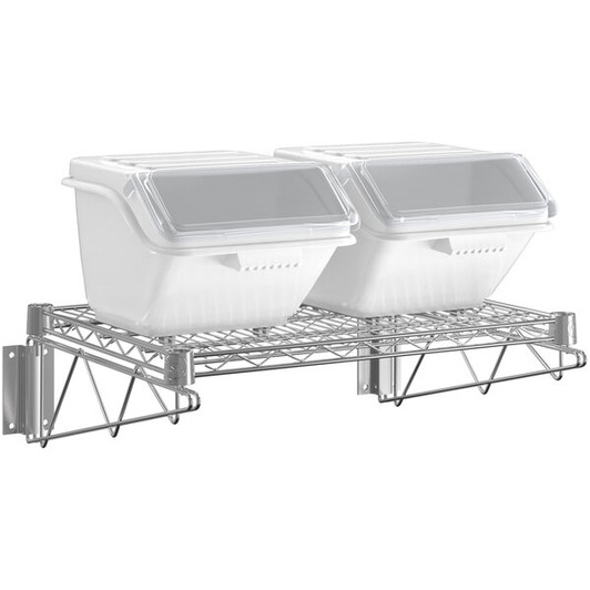 a2zhospo 18" x 24" Wall-Mounted Ingredient Bin Shelving Kit with 2 Clip-In Shelf Bins