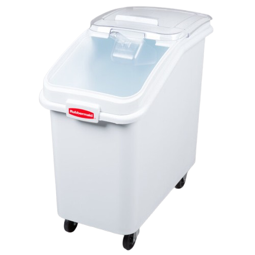 a2zhospo ProSave 26.2 Gallon / 415 Cup White Slant Top Mobile Ingredient Storage Bin with Sliding Lid