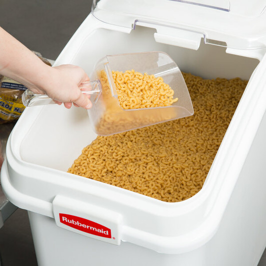 a2zhospo ProSave 26.2 Gallon / 415 Cup White Slant Top Mobile Ingredient Storage Bin with Sliding Lid