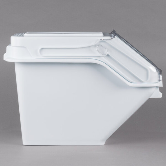 a2zhospo ProSave 6.3 Gallon / 100 Cup White Shelf Ingredient Storage Bin with Sliding Lid & Scoop