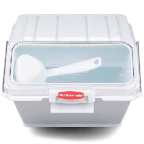 a2zhospo ProSave 2.6 Gallon / 40 Cup White Shelf Ingredient Storage Bin with Sliding Lid & Scoop
