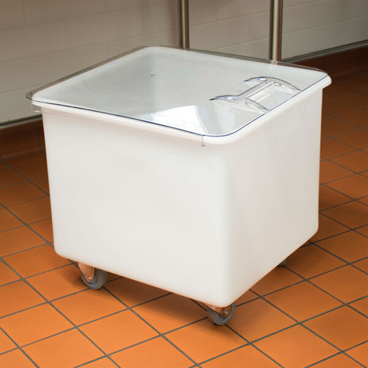 a2zhospo 32 Gallon / 510 Cup White Flat Top Mobile Ingredient Bin with Sliding Lid