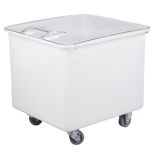a2zhospo 32 Gallon / 510 Cup White Flat Top Mobile Ingredient Bin with Sliding Lid