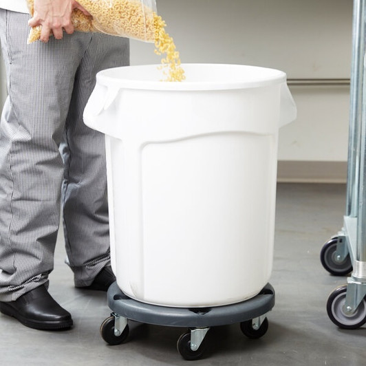 a2zhospo 20 Gallon / 320 Cup White Round Mobile Ingredient Storage Bin with Lid