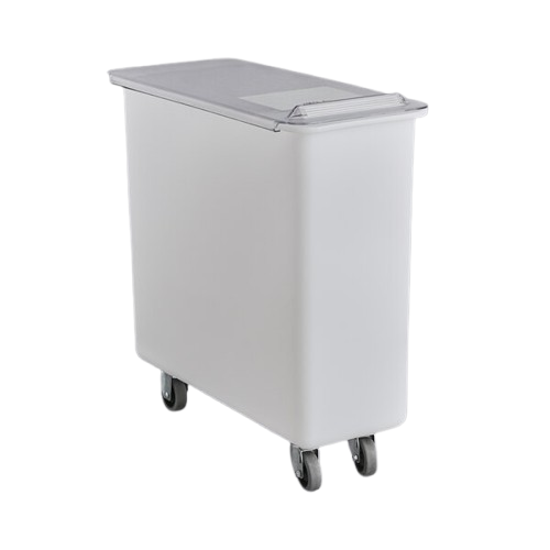 a2zhospo 27 Gallon / 430 Cup White Flat Top Mobile Ingredient Storage Bin with Sliding Lid