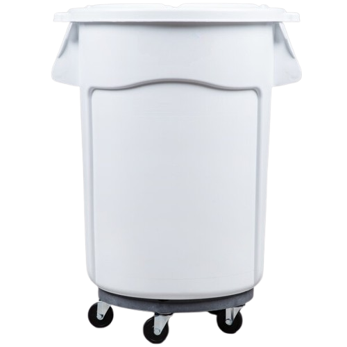 a2zhospo 44 Gallon / 700 Cup White Round Mobile Ingredient Storage Bin with Flat Lid