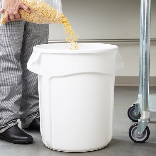 a2zhospo 20 Gallon White Round Ingredient Storage Bin with Lid – 320 Cup Capacity