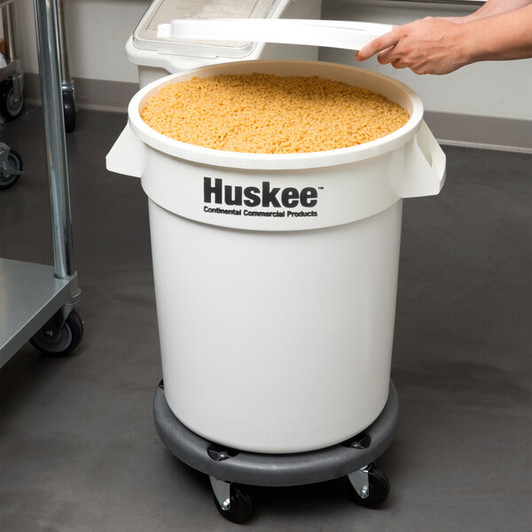 a2zhospo 20 Gallon White Mobile Ingredient Storage Bin with Flat Top Lid – 320 Cup Capacity