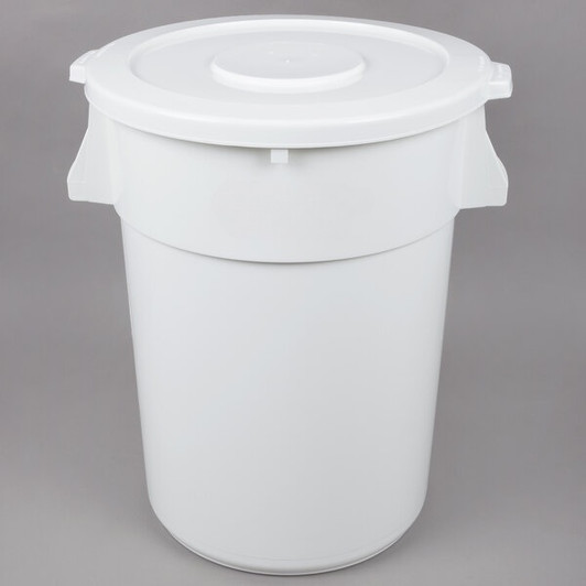 a2zhospo 44 Gallon White Round Ingredient Storage Bin with Flat Top Lid, 700 Cup Capacity