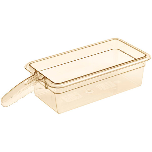 a2zhospo 1/3 Size 4" Deep High Heat Amber Food Pan with Handle – Durable and Versatile for High-Temperature Food Prep