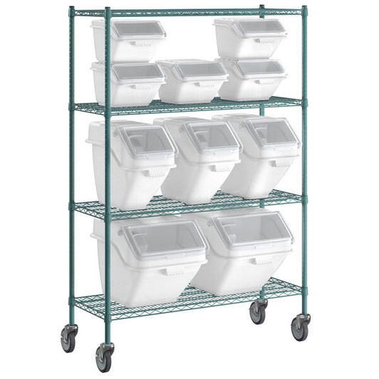 a2zhospo 18" x 48" Epoxy Ingredient Bin Shelving Kit with 10 Clip-In Shelf Bins