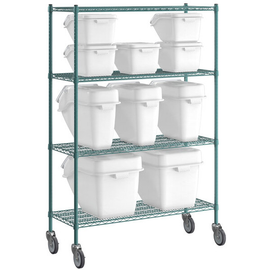 a2zhospo 18" x 48" Epoxy Ingredient Bin Shelving Kit with 10 Clip-In Shelf Bins