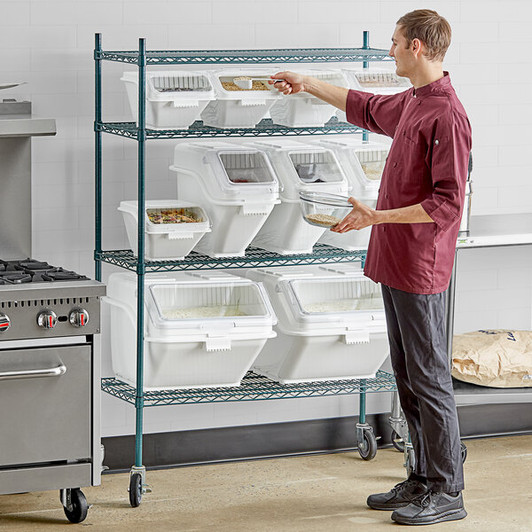 a2zhospo 18" x 48" Epoxy Ingredient Bin Shelving Kit with 10 Clip-In Shelf Bins