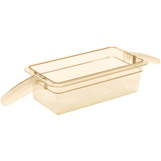 a2zhospo H-Pan 1/3 Size Amber High-Heat Plastic Food Pan with Double Handle - 4" Deep