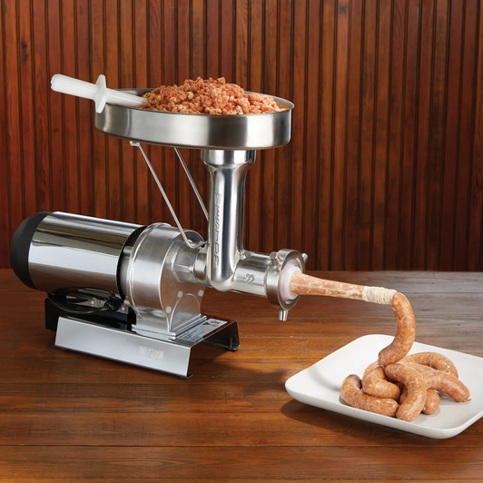 Weston Butcher Series #22 Meat Grinder and Sausage Stuffer, Powerful Motor, Durable Stainless Steel Design