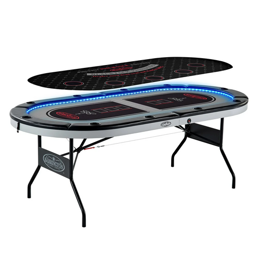 Barrington 10-Player Poker Table with LED Lights and Cup Holders