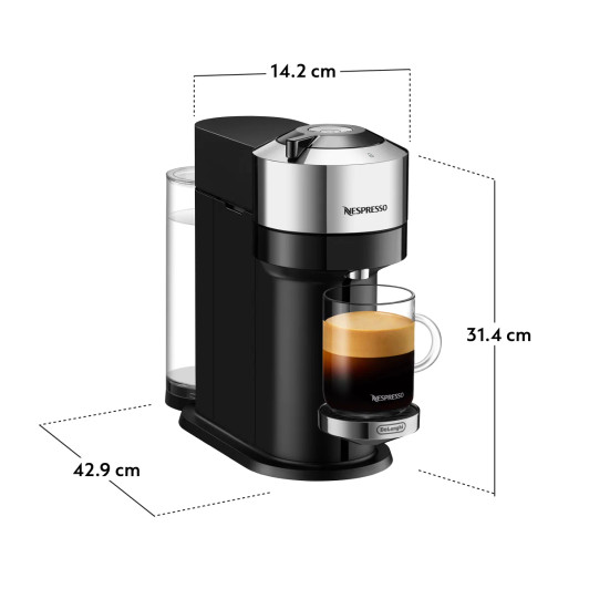 Nespresso Vertuo Next Deluxe Coffee and Espresso Machine by DeLonghi with Aeroccino, Chrome Finish