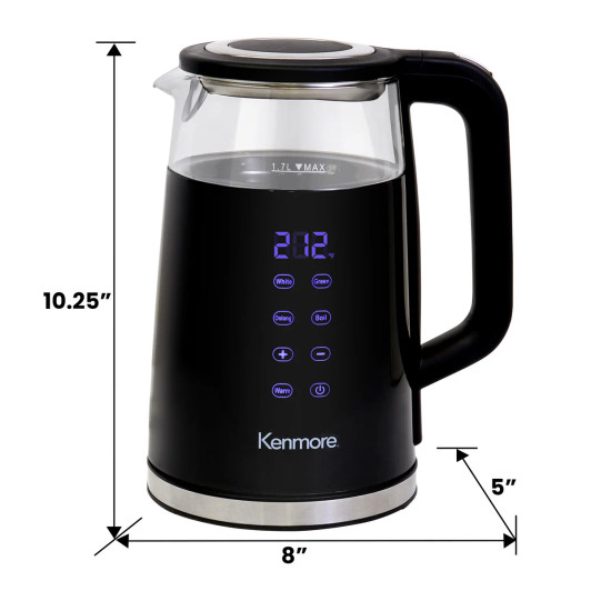 Kenmore Glass Electric Kettle, 1.7 L (1.8 qt.)