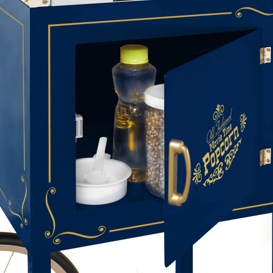 Nostalgia Navy Blue Popcorn Cart with Vintage Charm
