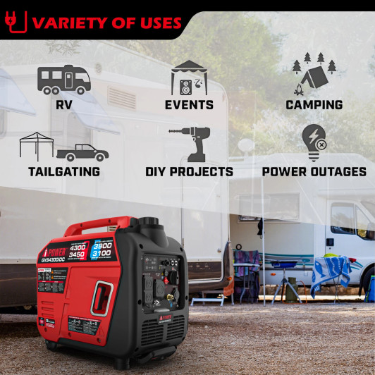 A-iPower 3450W Running / 4300W Peak Dual Fuel Inverter Generator