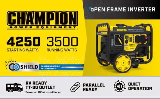 Champion 4250W Open Frame Inverter Generator with Portable Wheels