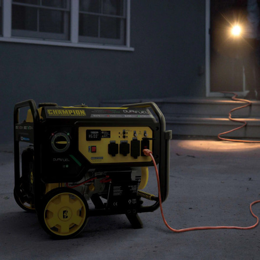 Champion 9375W Dual Fuel Portable Generator with Push-Button Electric Start