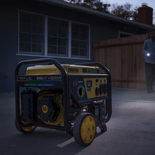 Champion 8125W Peak / 6500W Running Tri-Fuel Portable Generator with Electric Start