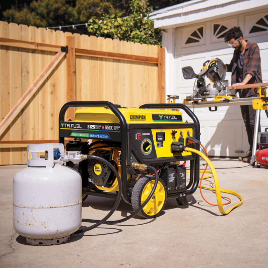 Champion 8125W Peak / 6500W Running Tri-Fuel Portable Generator with Electric Start