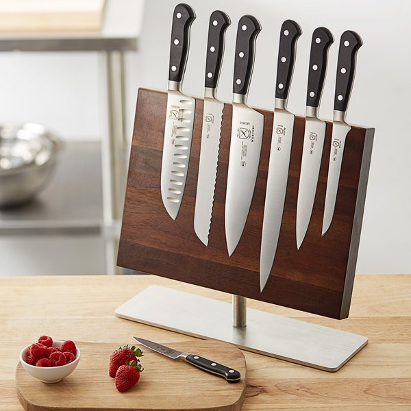 Mercer Culinary M21941 Renaissance 8-Piece Knife Set and Acacia Magnetic Board with Stainless Steel Base