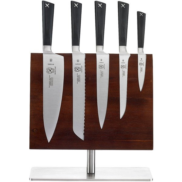 Mercer Culinary M21944 ZüM 6-Piece Knife Set and Acacia Magnetic Board with Stainless Steel Base