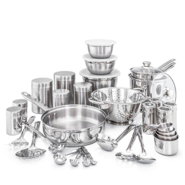 36-Piece Kitchen in a Box Stainless Steel Cookware Set