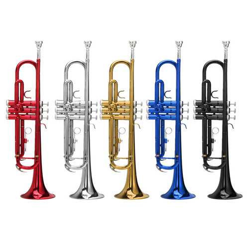 Bb Beginner Trumpet Brass Band Gold Plated Care Kit Case in Gold Silver Red Blue Black C122-1218517