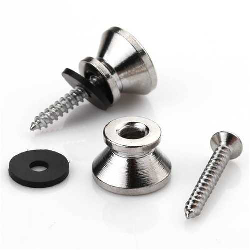 2PCS Chrome Metal End Pin Belt Buttons Strap Lock Cushion Screws For Guitar Bass C122-996323