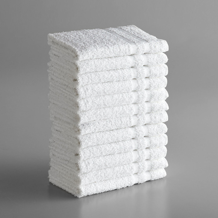 Lavex Lodging Standard 12″ x 12″ Cotton/Poly Wash Cloth with Overlock Stitch 1 lb. – 12/Pack