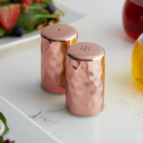 American Metalcraft Copper Salt and Pepper Shaker Set with Hammered Finish