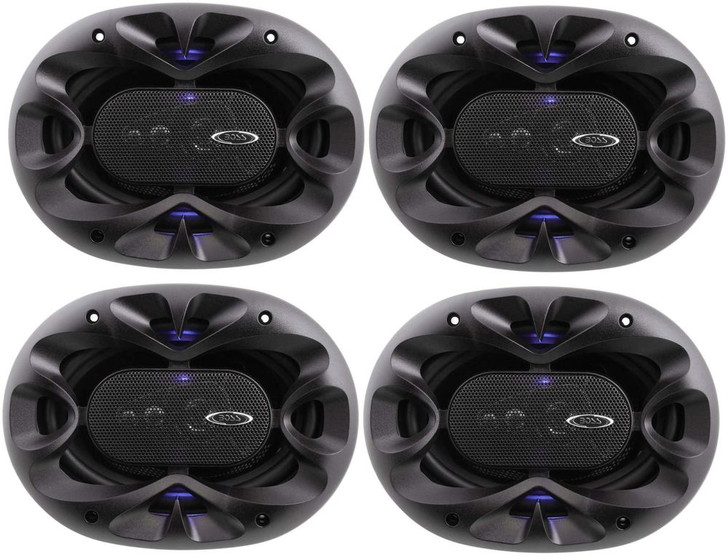 (4) Boss BE5768 5 x 7" 4-Way Speakers Boss Rage 4 Way 300W Full Range Mobile Audio/Video Speakers