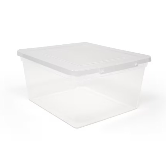 A2ZHOME 2L Clear Plastic Stackable Storage Utility Tote Box with Grey Snap-on Lid - 6.4" X 7.3" X 3.8" (6/CASE)-A2ZHOME