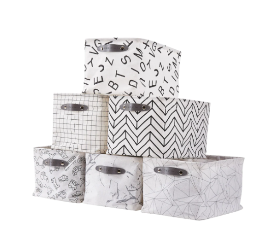 DECOMOMO Large 6-Pack Water Resistant Storage Bin with Handles - Lightweight 12" x 16" x 4" - Set of 6-A2ZHOME