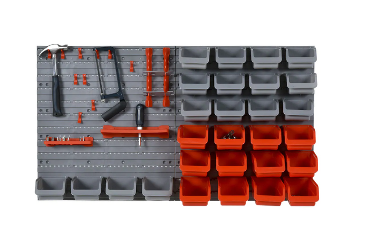 A2ZHOME 44pcs Wall Mounted Tool Organizer Storage Bin Board - Red (Case of 6)-A2ZHOME