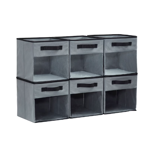 DECOMOMO Fabric Storage Cubes with Transparent Front - Closet Organizer Cubby Bins, 12" X 12" X 4"-A2ZHOME