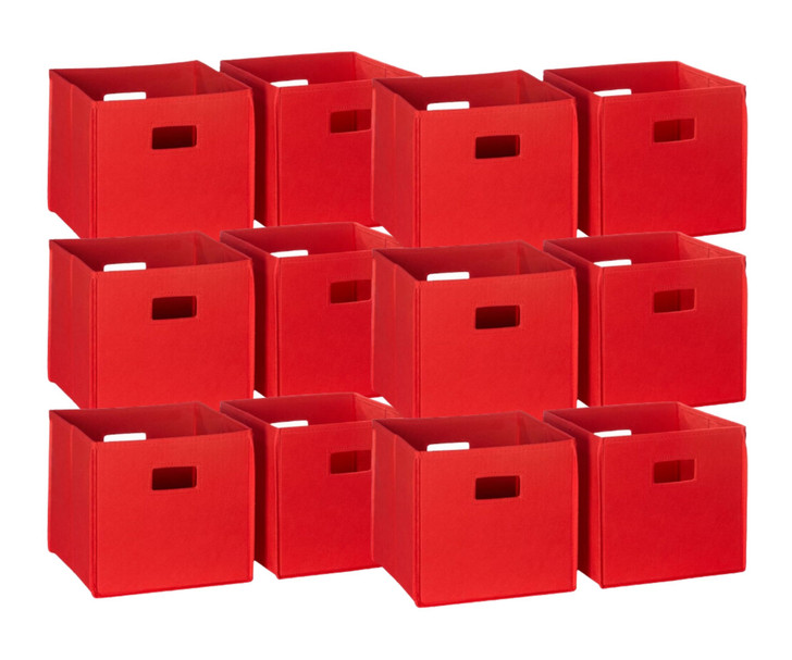 RiverRidge Home Fabric Folding Bins in Red (2-Pack) - 11" X 11" X 1.5" (6/CASE)-A2ZHOME