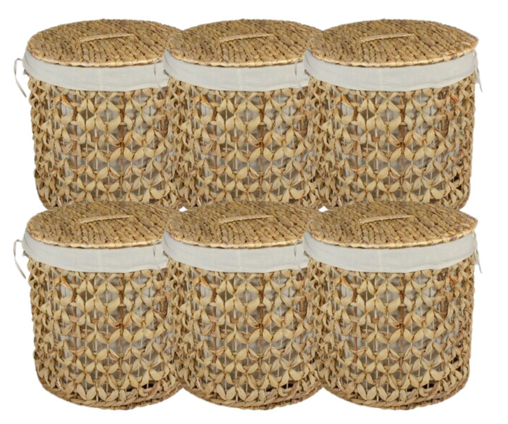 Northlight 16" Natural Woven Laundry Hamper Basket with Cotton Liner and Lid - 16.42" X 16.61" X 17.17" (6/CASE)-A2ZHOME