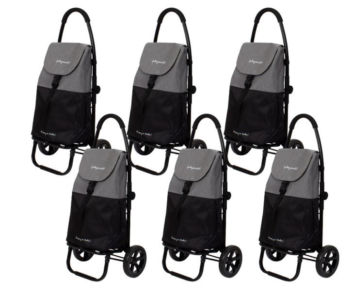 Playmarket Go Two Compact Shopping Trolley - Black (Case of 6) - 15"x7"x22"-A2ZHOME