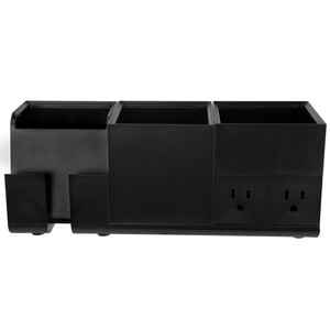 Bostitch Konnect Stackable Desk Organizer + Power Station - 4-Piece Set, Black - 11"x5"x7"-A2ZHOME